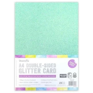 Dovecraft A4 Double-Sided Glitter Card Bumper Pack Rainbow Pastels 350gsm 12 Sheets