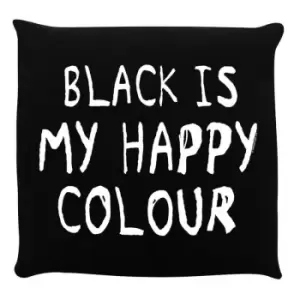 Grindstore Black Is My Happy Colour Cushion (One Size) (Black/White) - Black/White