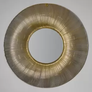 Gold Effect Metal Wire Round Wall Mirror 92cm Gold Effect