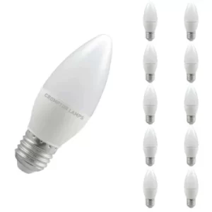 (10 Pack) Crompton Lamps LED Candle 5.5W ES-E27 (40W Equivalent) 4000K Cool White Opal 470lm ES Screw E27 Frosted Multipack Light Bulbs