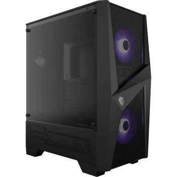 MSI MAG FORGE 100M Mid Tower Gaming Computer Case Black, 2x 120 mm RGB PWM Fan