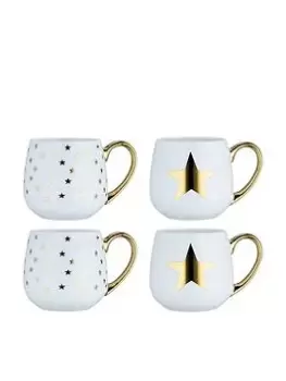 Waterside Metallic Star Set Of 4 Mugs