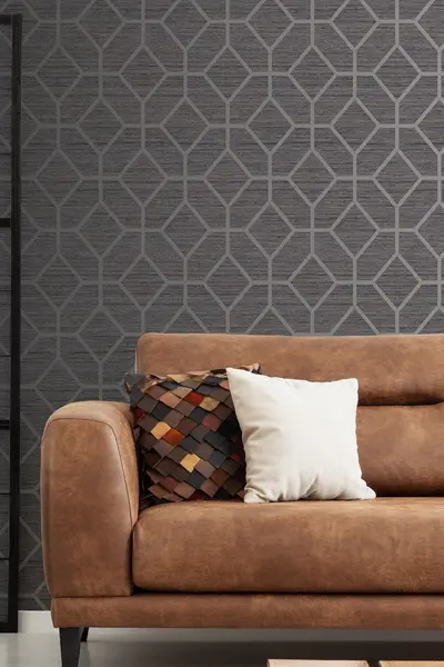 Boutique Asscher Geometric Wallpaper Dark Grey