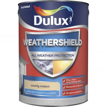 Dulux Weathershield All Weather Protection County Cream Textured Masonry Paint 5L