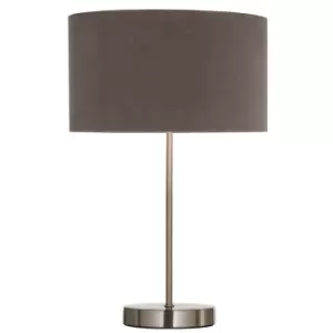 Classic Chrome Stick Table Lamp with Velvet Shade