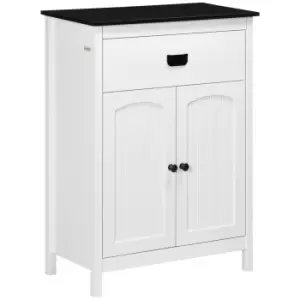kleankin Bathroom Cabinet, Bathroom Storage Unit with Drawer, Double Door Cabinet, Adjustable Shelf for Living Room, White