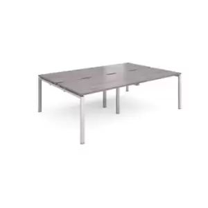 Adapt double back to back desks 2400mm x 1600mm - silver frame, grey oak top