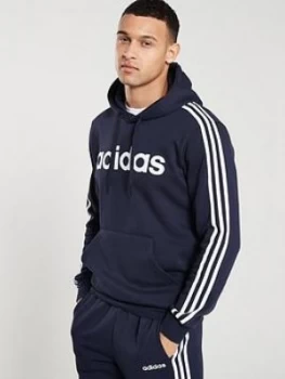 Adidas 3 Stripe Essential Over Head Hoodie - Ink, Size XL, Men