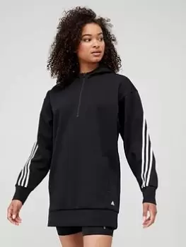 adidas Future Icons 3 Stripes Long Hoodie - Black, Size XL, Women