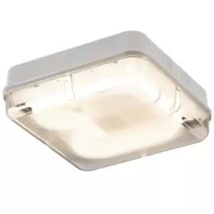 Emergency Bulkhead with Prismatic Diffuser and White Base, IP65 28W Square
