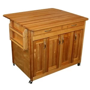 Catskill by Eddingtons Butcher Block Kitchen Trolley Plus on Wheels with Drop Leaf Extension