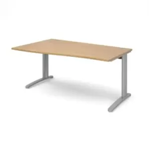 Office Desk Left Hand Wave Desk 1600mm Oak Top With Silver Frame TR10