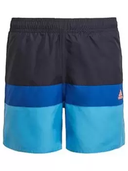 adidas Boys Colourblock Swim Short, Dark Blue, Size 13-14 Years