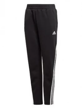 adidas Boys 3-Stripes Tapered Pants - Black, Size 15-16 Years