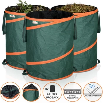 3x Pop Up Garden Waste Bag Set Size Choice (85 L) - Gardebruk