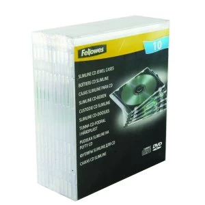 Fellowes Slimline CD Jewel Case Pack of 10 Clear 9833801