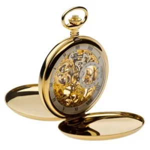 Jean Pierre Mens Gold-Plated Skeleton Pocket Watch