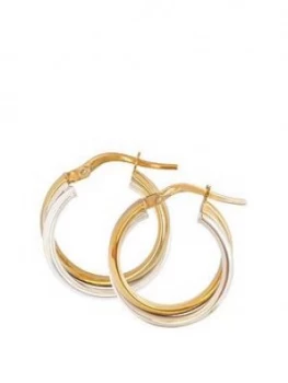 Love Gold 9Ct Gold Two-Tone Round Oval-Shaped Creole Hoop Earrings