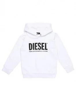 Diesel Boys Classic Logo Hoodie - White, Size 12 Years
