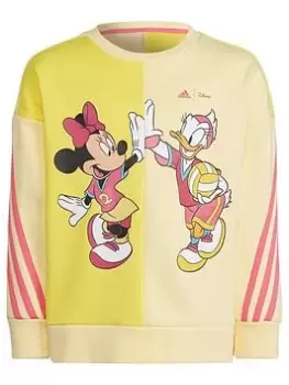 Adidas Disney Younger Girls Minnie Mouse Crew Sweat Top - Bright Yellow