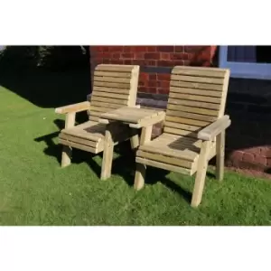 Ergonomical Companion Set Wooden Garden Love Seat Chair Set - Straight Including 2 Chairs - FULLY ASSEMBLED