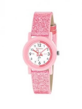 Tikkers Tikkers White And Pink Detail Flamingo Dial Pink Glitter Strap Kids Watch