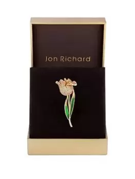 Jon Richard Gold Plated Yellow Flower Brooch - Gift Boxed, Gold, Women