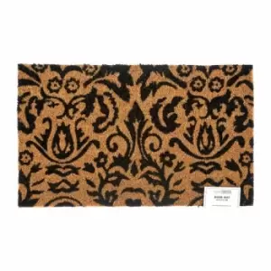 Black Scroll Baroque Coir Doormat - Black - Homescapes