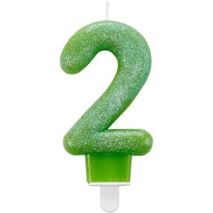 Amscan 2nd Birthday Candles (Glitter Green)