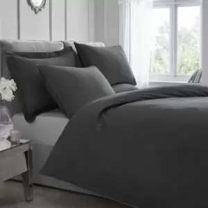 100% Cotton Percale 200 Thread Count Duvet Cover Set, Charcoal, Single - Appletree