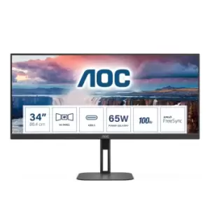 AOC U34V5C 34" Monitor - 3440 x 1440, 4ms, Speakers, HDMI