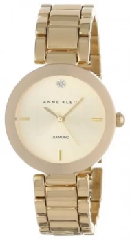 Anne Klein Womens Gold Tone Bracelet Gold Dial AK/N1362CHGB Watch