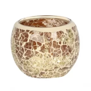 Small Round Gold Crackle Candle Holder