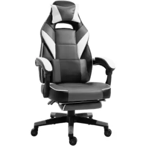 Vinsetto Gaming Chair with Footrest Computer Chair with Lumbar Pillow Grey - Grey