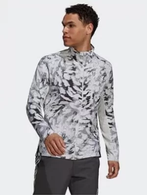 adidas Fast Graphic Primeblue Jacket, Grey/White Size M Men