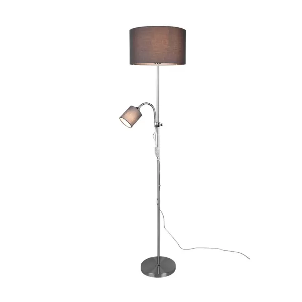 Owen Modern Floor Lamp with Shade Nickel Matt
