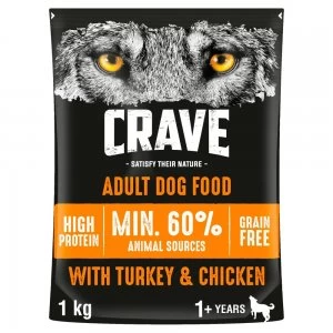Crave Natural Complete Dry Dog Food Turkey & Chicken 1kg