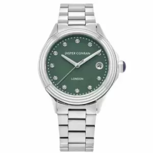 Ladies Jasper Conran London 36mm Watch with a Green Dial and a Silver Metal bracelet