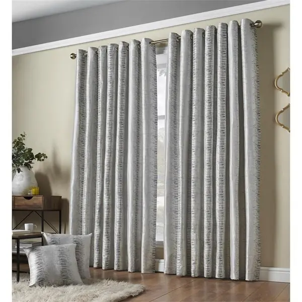 Other Reflections Multi Yarn Lined Ring Top Curtains - Silver 90x90 Inch