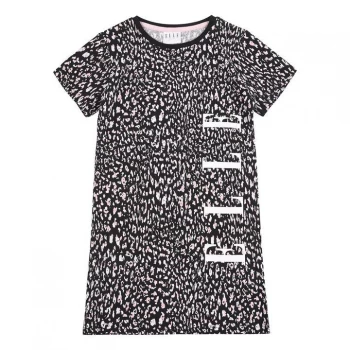 Elle Cheetah T-Shirt Dress - Black