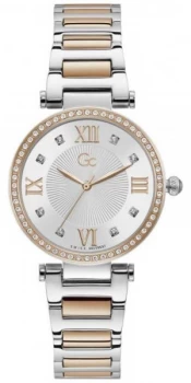 Gc Womens LadyCrystal Two-Tone Steel Bracelet Silver Watch