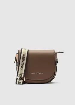 Valentino Bags Womens Cous Crossbody Bag With Logo Tape Strap In Taupe/Nero