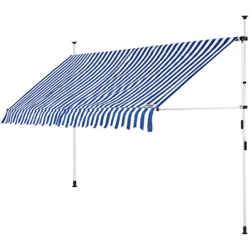 Clamp Awning Telescopic Balcony Canopy 150 - 400cm Retractable Sunshade Blau/Weiß (de), 200cm (de)