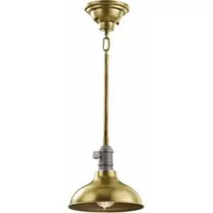 1 Bulb Ceiling Pendant Light Fitting Natural Brass LED E27 60W Bulb