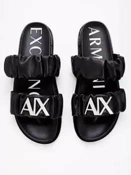 Armani Exchange Double Strap Sandal -black, Black, Size 37, Women