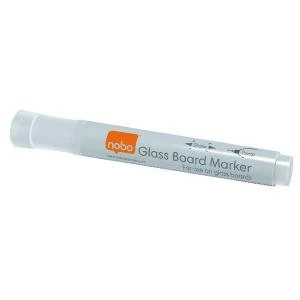 Nobo Glass Whiteboard Markers White Pack of 4 1905323