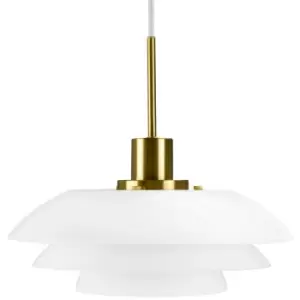 Dyberg Larsen Dome Pendant Ceiling Light Opal, Brass 31cm