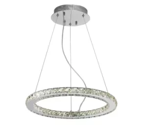 Galaxy Ceiling Pendant Round Small 27W LED 4000K Polished Chrome, Crystal