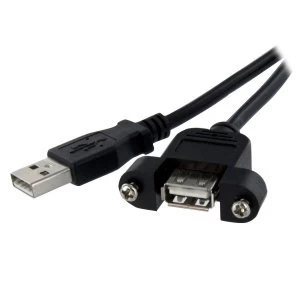 3 ft Panel Mount USB Cable A to A Female to Male