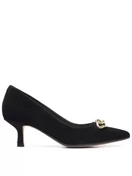 Clarks Violet55 Trim Suede Heeled Shoe, Black, Size 7, Women